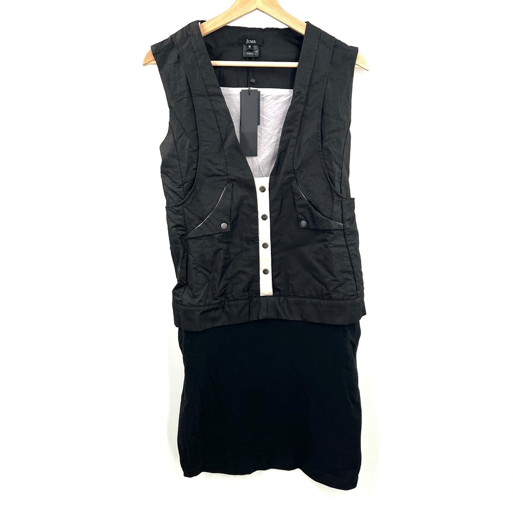 Juma by black halo mixed media nylon blend mini dress rare unique black casual M
